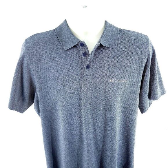 Columbia Omni Shade Sun‎ Protection Blue Medium Polo Shirt Short Sleeve Collared - Picture 1 of 10